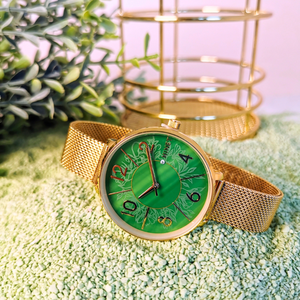 MINET Zlaté dámské hodinky PRAGUE Pure Gold MESH MWL5200