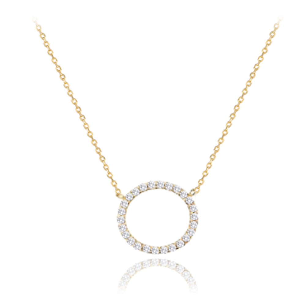 MINET Zlatý náhrdelník kroužek s bílými zirkony Au 585/1000 2,05g JMG0027WGN48