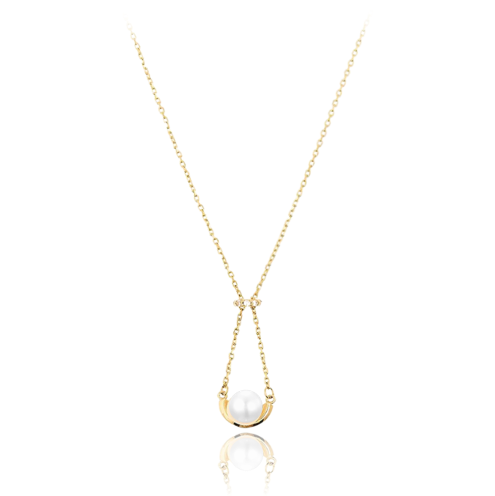 MINET Zlatý náhrdelník s přirodní perlou Au 585/1000 2,30g JMG0132WGN48