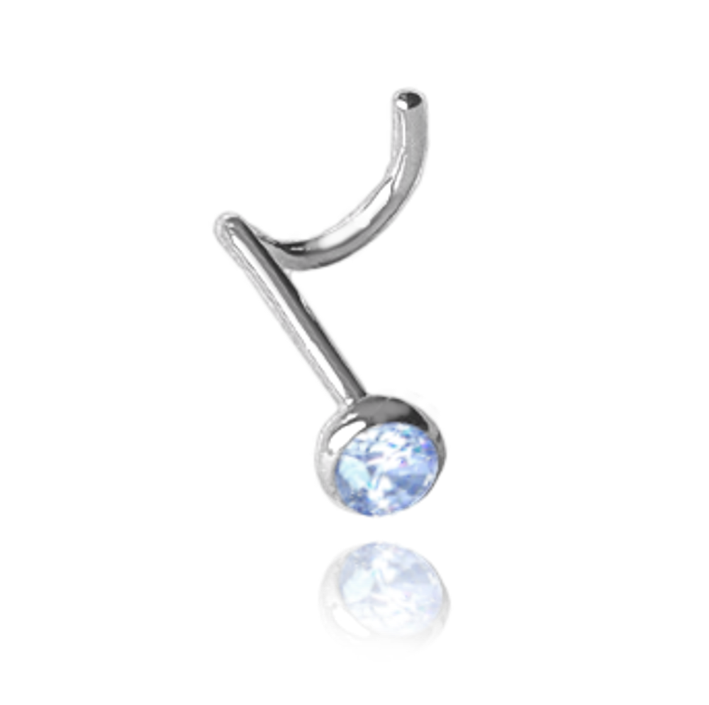 MINET Stříbrný piercing do nosu s modrým zirkonem JMAN0406AE01