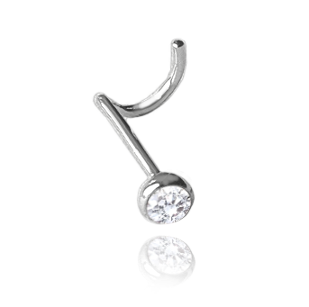 MINET Stříbrný piercing do nosu s bílým zirkonem JMAN0406SE01