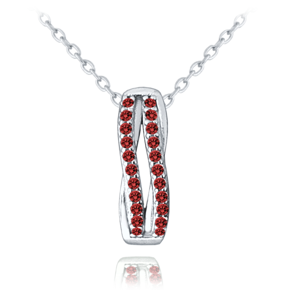 MINET Elegantní stříbrný náhrdelník s červenými zirkony JMAS0196CN45