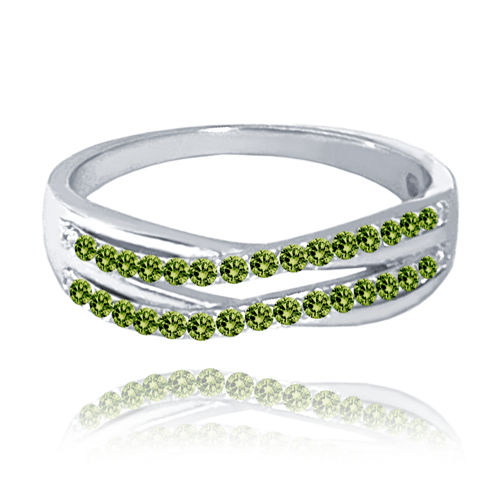 MINET Elegantní stříbrný prsten se zelenými zirkony vel. 53 JMAS0196ZR53