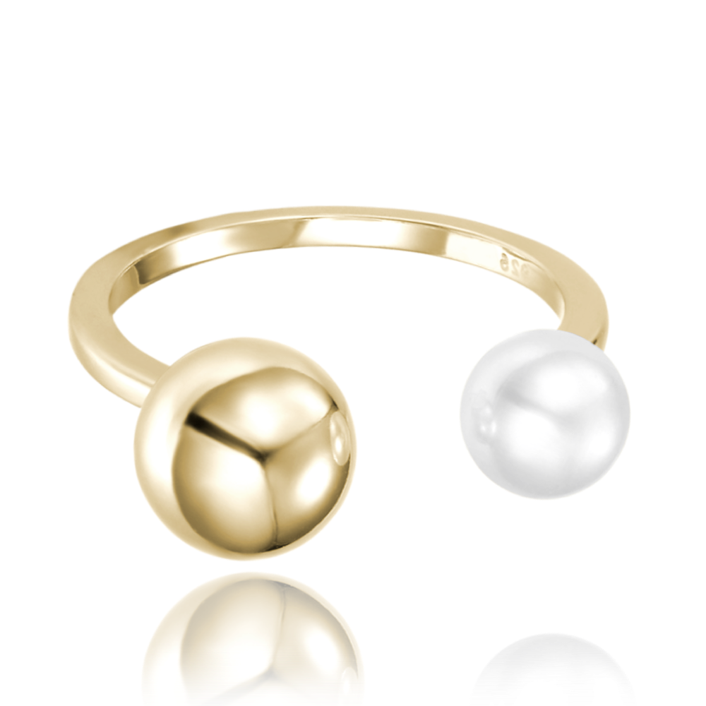 MINET Pozlacený stříbrný prsten s perlou vel. 53 JMAS7046GR53