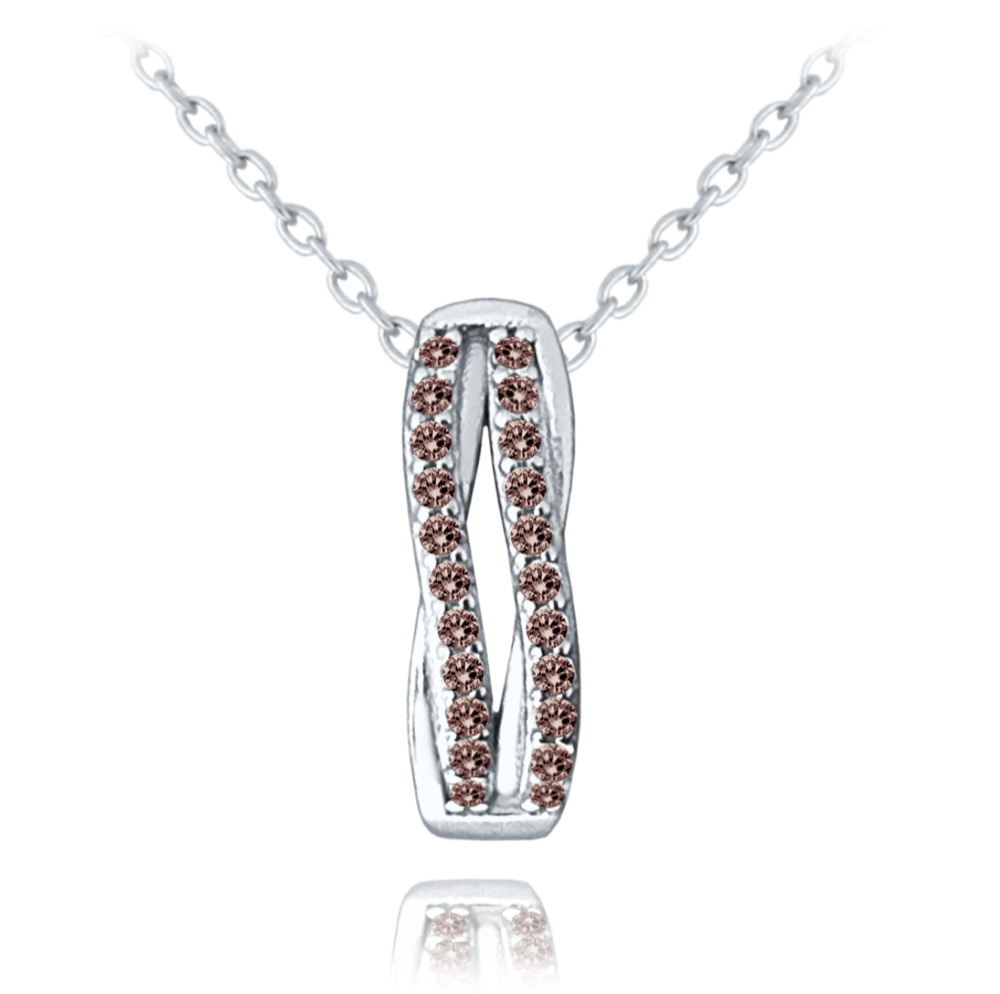 MINET Elegantní stříbrný náhrdelník s hnědými zirkony JMAS0196HN45