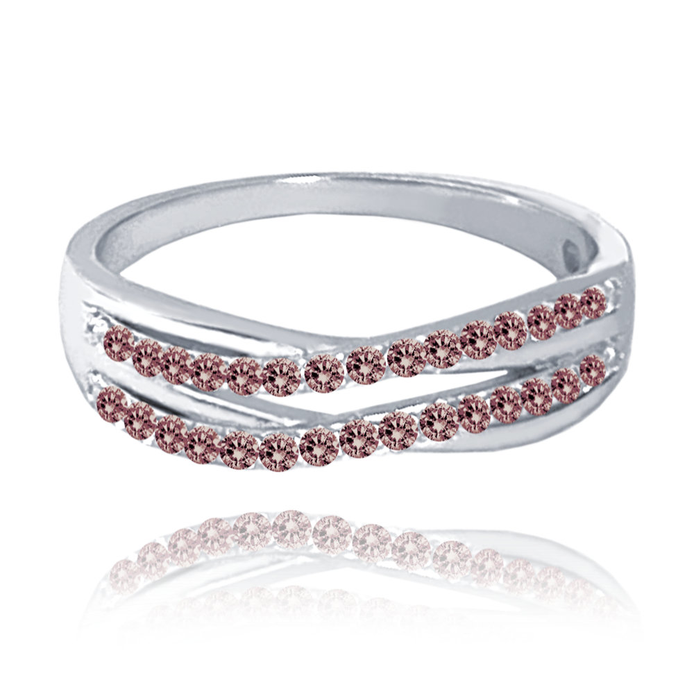 MINET Elegantní stříbrný prsten s hnědými zirkony vel. 53 JMAS0196HR53