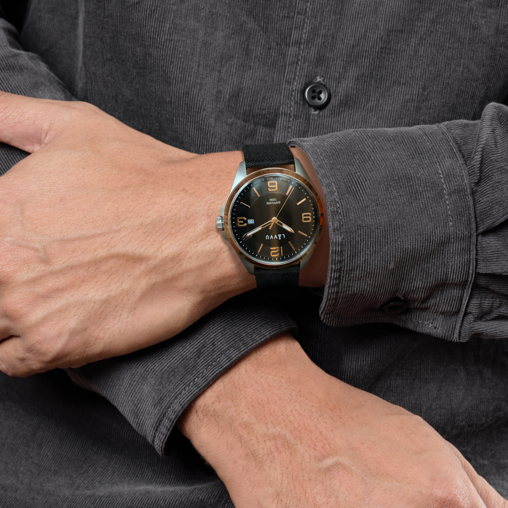 LAVVU Pánské hodinky se safírovým sklem HERNING Rose Gold LWM0099