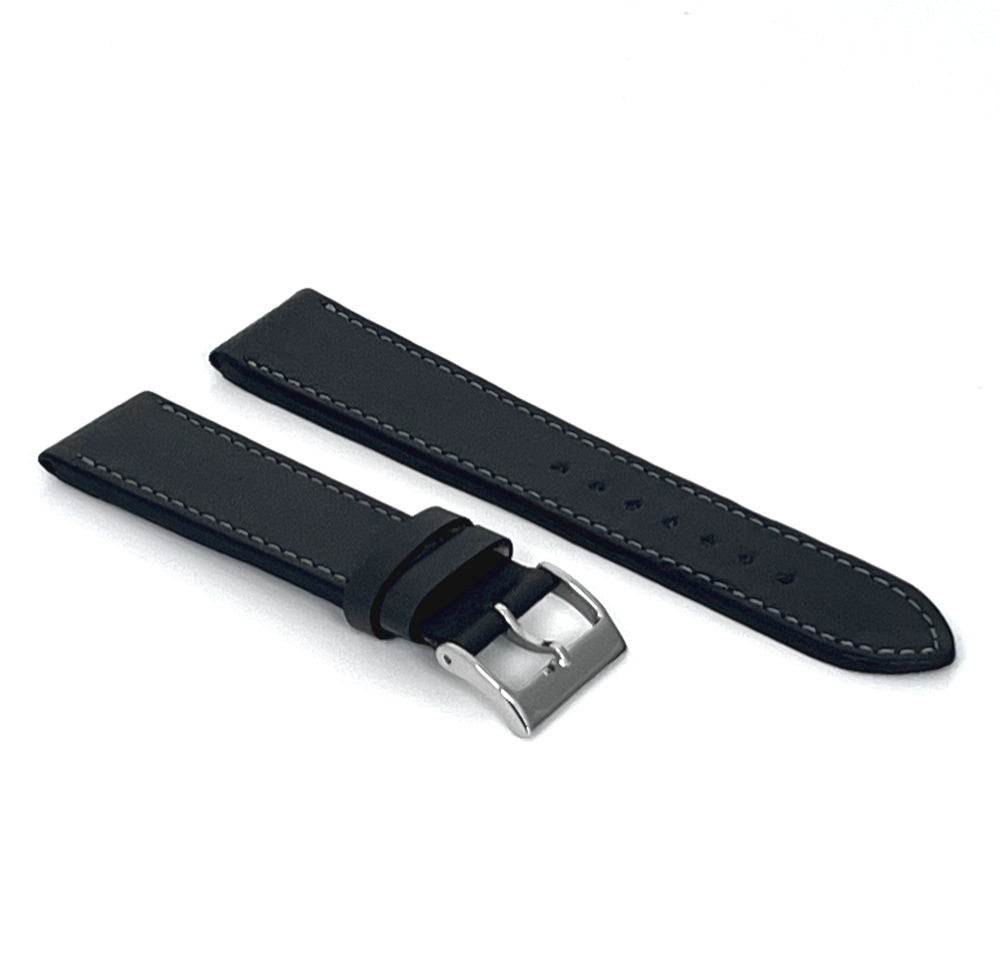 LAVVU Tmavě šedý prošitý řemínek Slim z luxusní kůže Top Grain - 24 LSZUI24