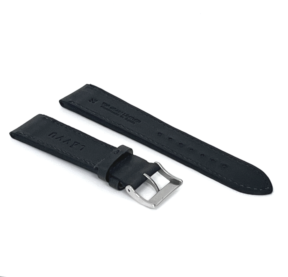 LAVVU Tmavě šedý prošitý řemínek Slim z luxusní kůže Top Grain - 24 LSZUI24