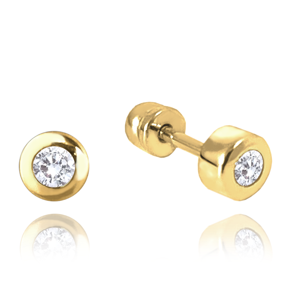 MINET Zlaté náušnice na šroubek s bílými zirkony Au 585/1000 1,15 g JMG0150WGE00