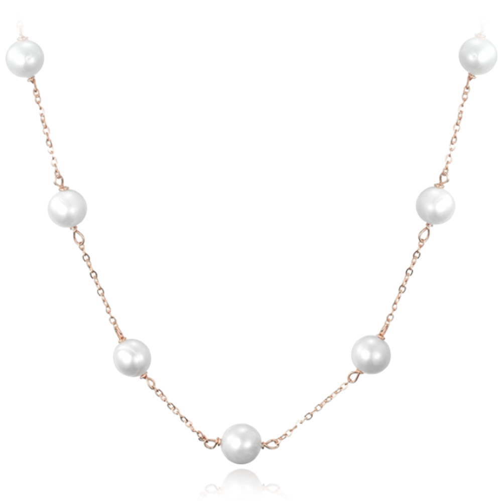 MINET Rose gold stříbrný náhrdelník s přírodními perlami Ag 925/1000 12,15g JMAS7050RN50