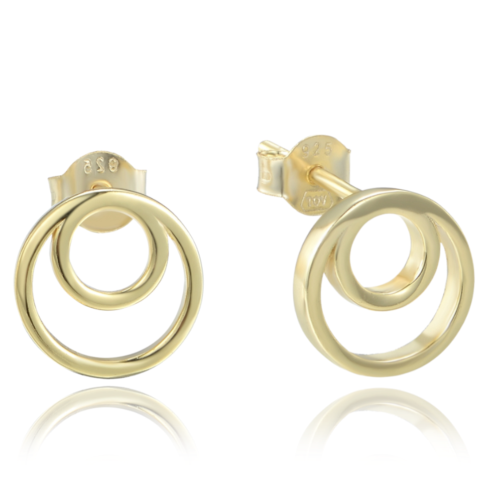 MINET Pozlacené stříbrné náušnice dvojité kruhy JMAN0523GE00