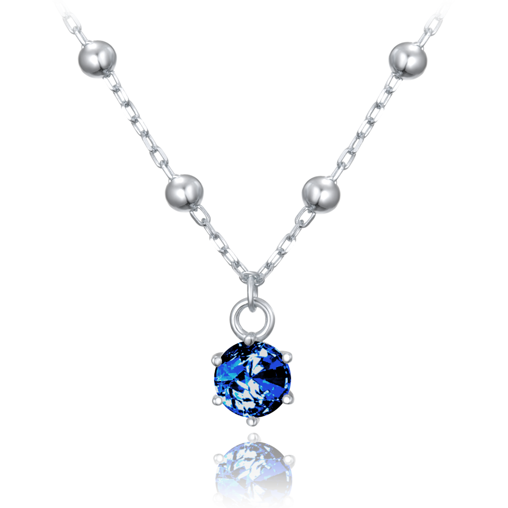 MINET Stříbrný náhrdelník s kuličkami s modrým zirkonem