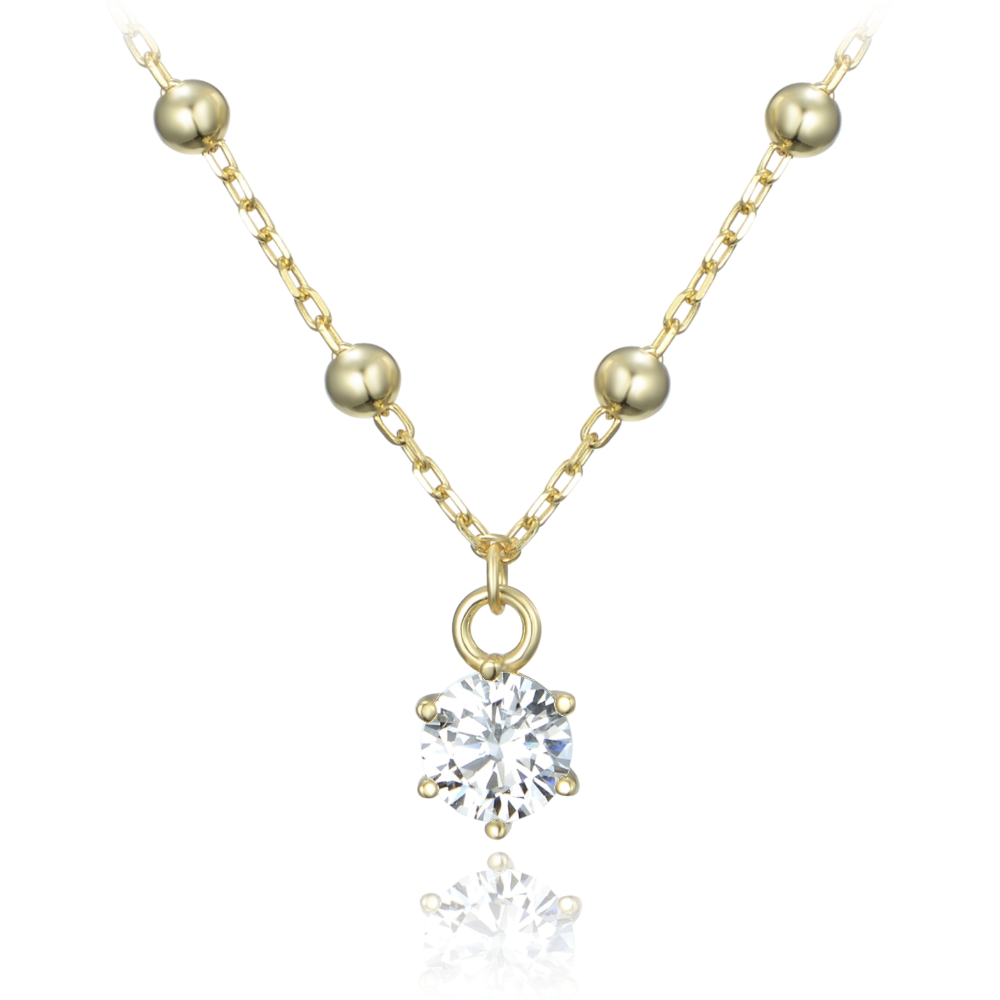 MINET Pozlacený stříbrný náhrdelník s kuličkami a bílým zirkonem JMAS0233GN45