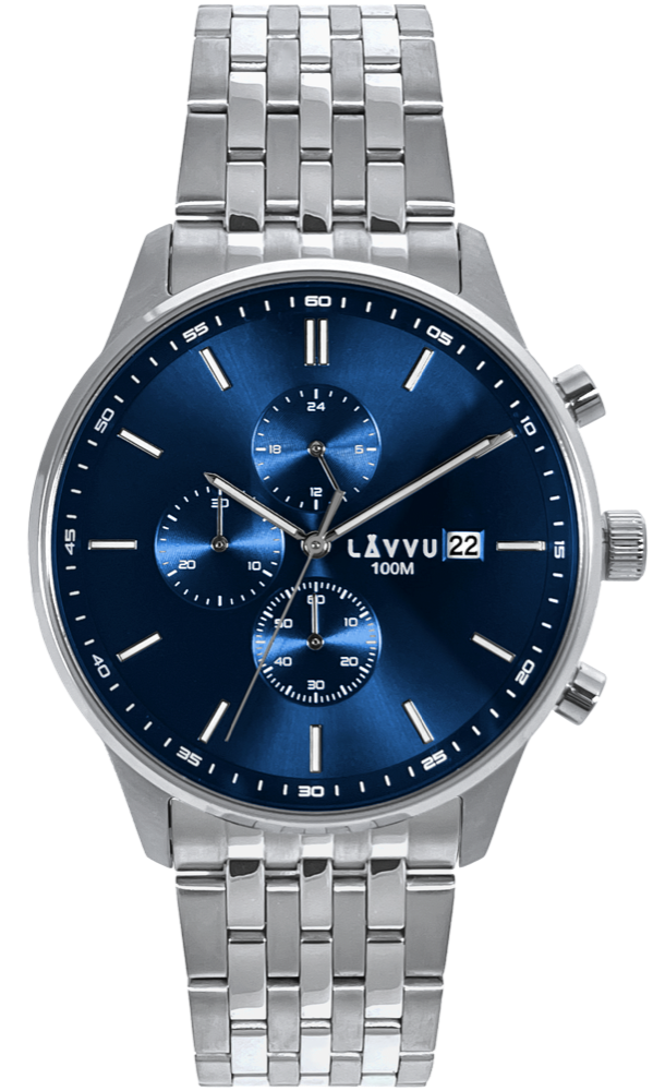 LAVVU Pánské hodinky YSTAD Chronograph Blue s vodotěsností 100M chronograf LWM0250