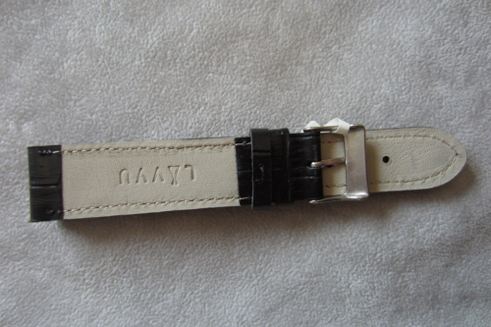 LAVVU Černý prošitý řemínek CROCO z luxusní kůže Top Grain - 20