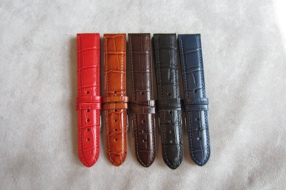 LAVVU Tmavě hnědý prošitý řemínek CROCO z luxusní kuže Top Grain - 18 LSIUC18