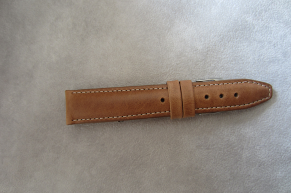 LAVVU Polstrovaný hnědý prošitý řemínek CLASSIC z luxusní kůže Top Grain - 18 LSKUE18