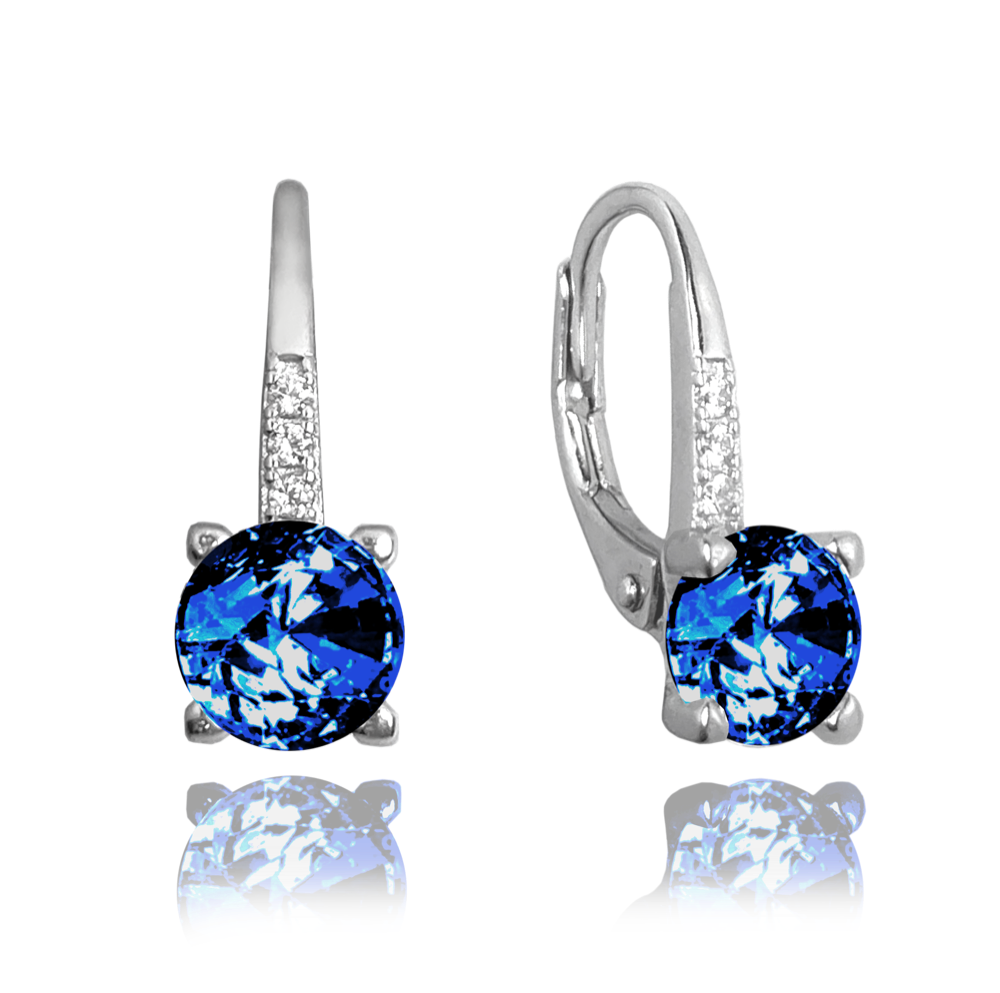 MINET Elegantní stříbrné náušnice s tmavě modrým zirkonem JMAS0150BE00