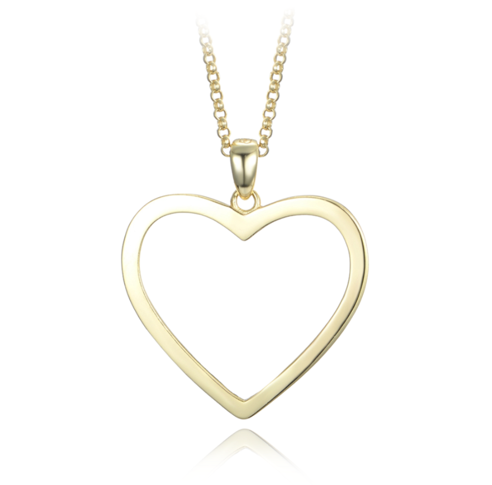 MINET Elegantní pozlacený stříbrný náhrdelník srdce JMAS0234GN45