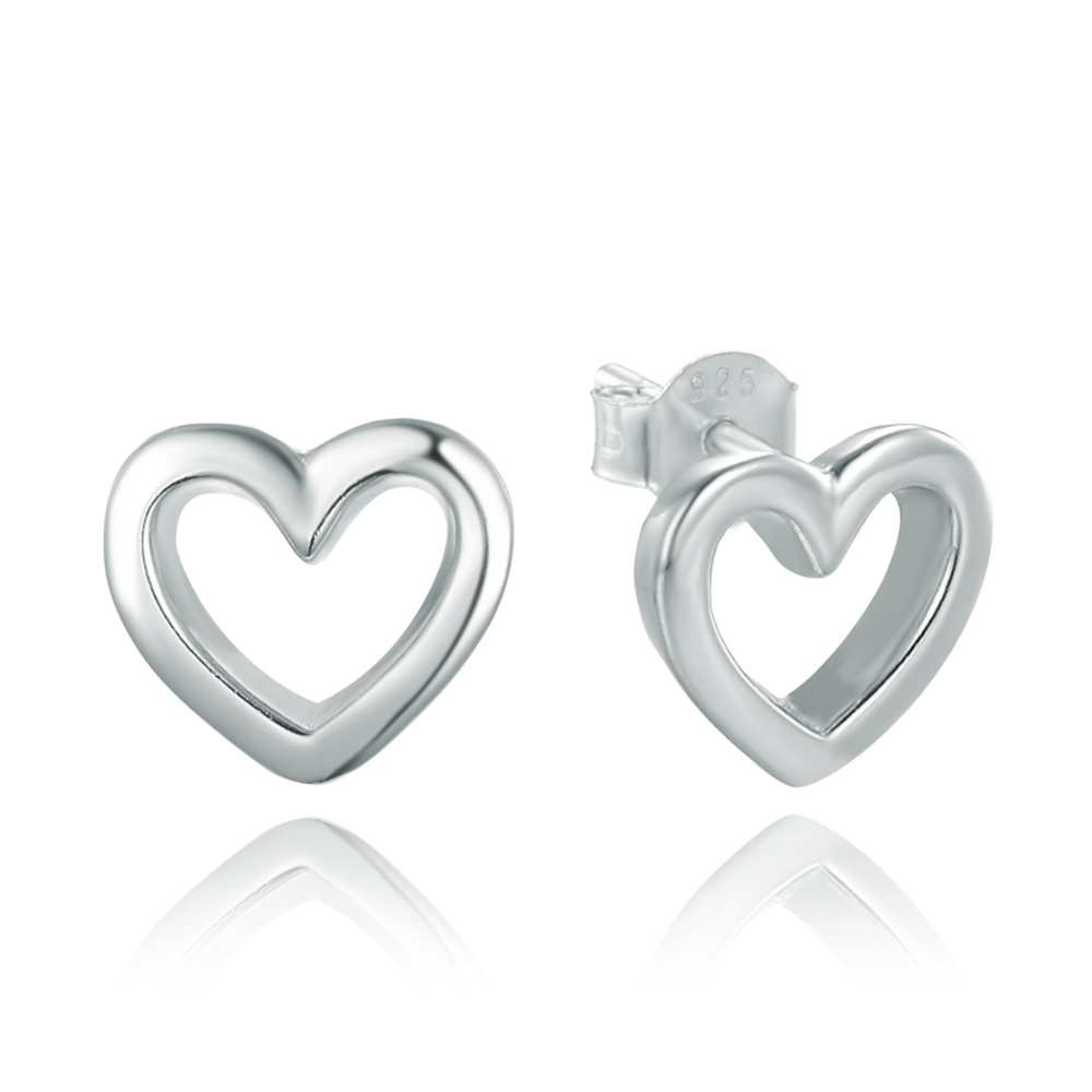 MINET Elegantní stříbrné náušnice srdce JMAS0234SE00
