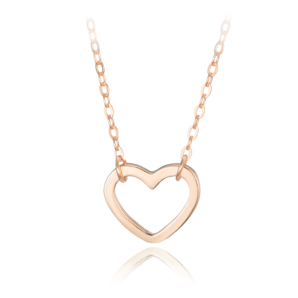 MINET Elegantní Rose gold stříbrný náhrdelník srdce JMAS0236RN45
