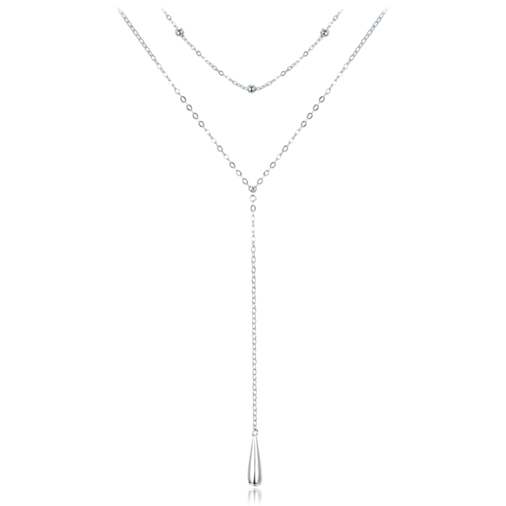 MINET Moderní stříbrný náhrdelník visící kapka JMAS0237SN50