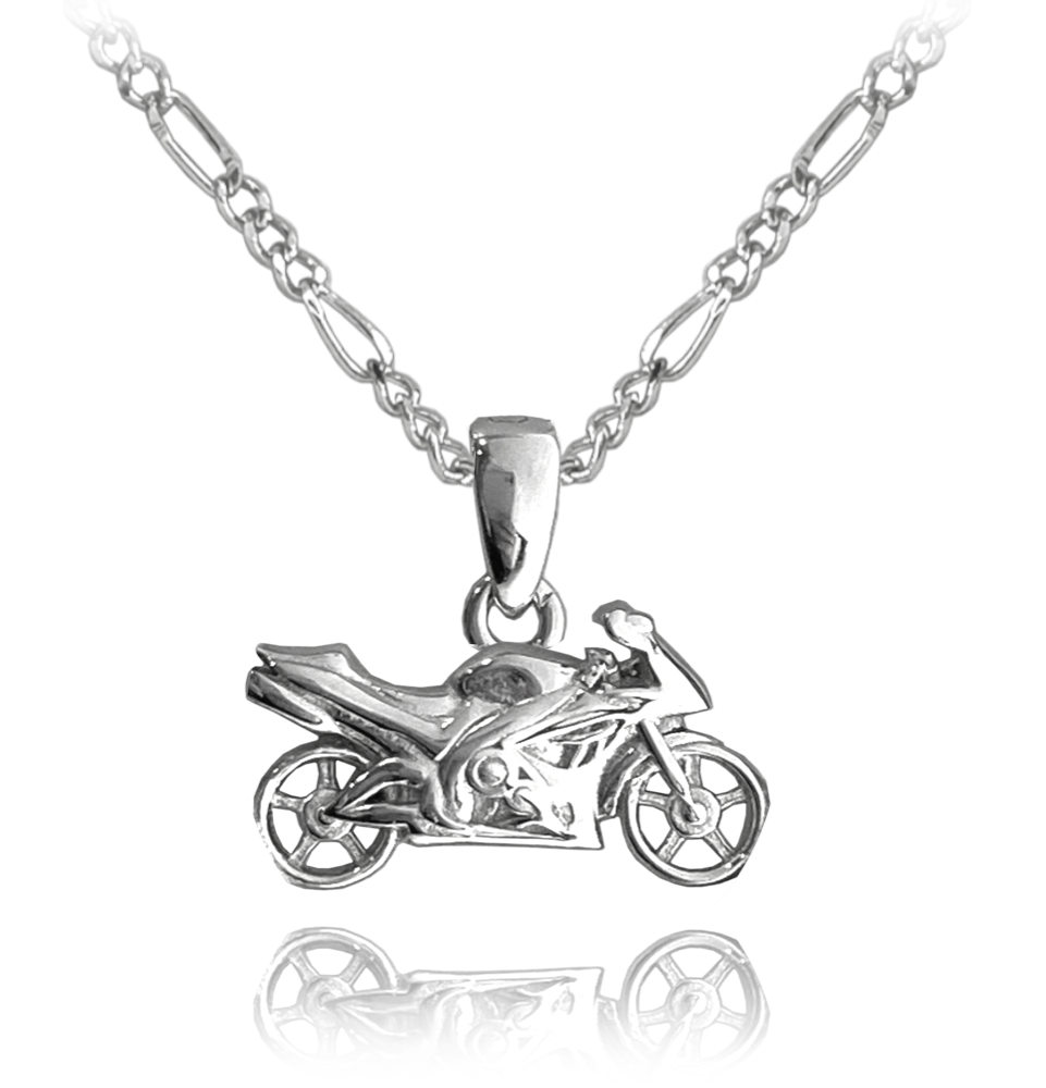 MINET Stříbrný náhrdelník motorka JMAN0525SN50