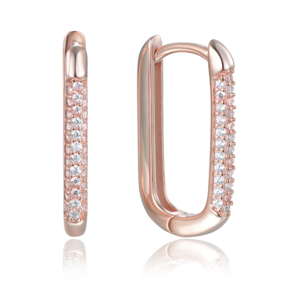 MINET Rosegold stříbrné náušnice se zirkony v italském stylu