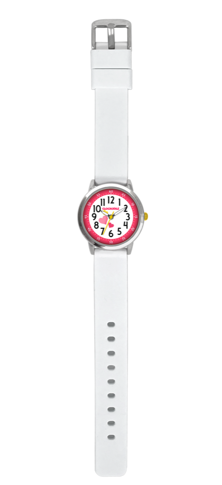 CLOCKODILE Růžové dívčí dětské hodinky se srdíčky a silikonovým řemínkem CWG5170