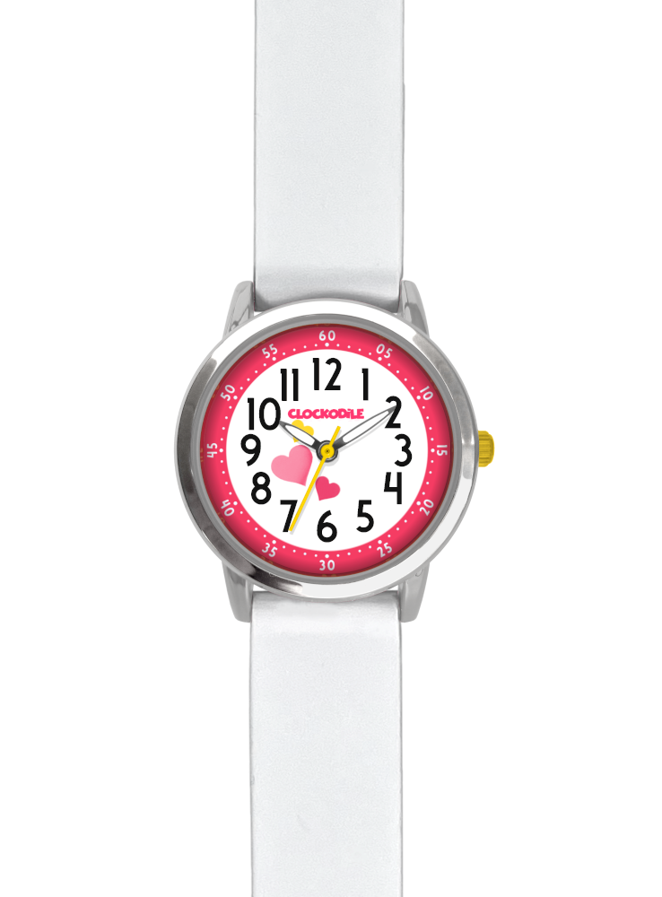 CLOCKODILE Růžové dívčí dětské hodinky se srdíčky a silikonovým řemínkem CWG5170
