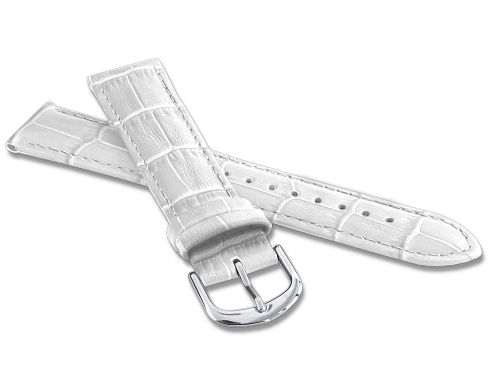 LAVVU Bílý prošitý řemínek CROCO z luxusní kůže Top Grain - 20
