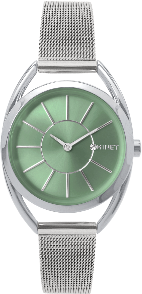 MINET Stříbrné dámské hodinky ICON GREEN MESH MWL5223