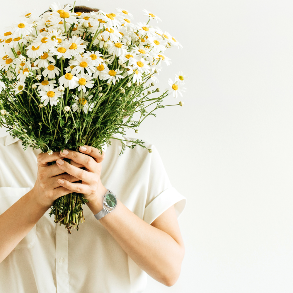 MINET Stříbrné náramkové dámské hodinky ICON GREEN MESH MWL5223