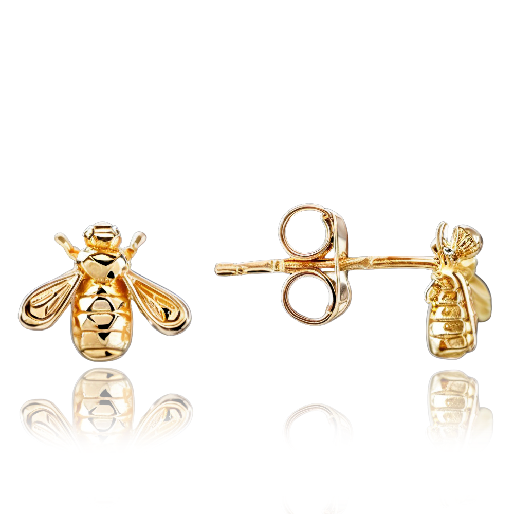 MINET Elegantní zlaté náušnice včelky Au 585/1000 1,30g JMG0163WGE00