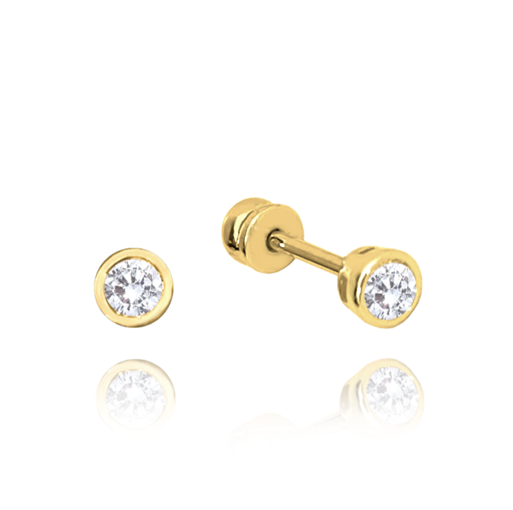 MINET Zlaté náušnice na šroubek s bílými zirkony Au 585/1000 1,25g JMG0021WGE04