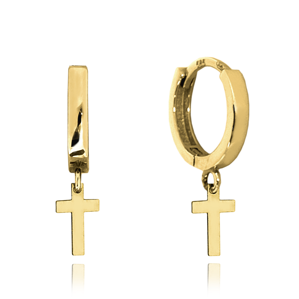 MINET Elegantní zlaté náušnice křížky Au 585/1000 1,20g JMG0185WGE00
