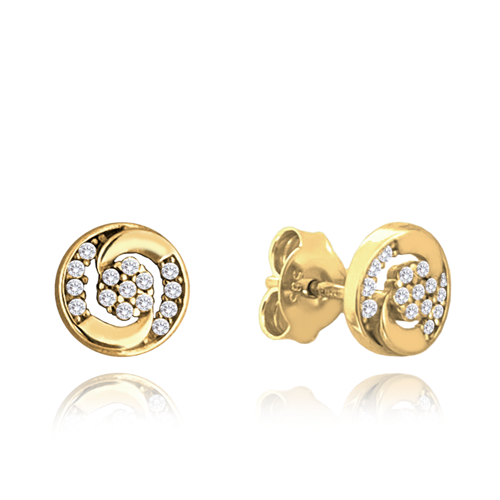 MINET Zlaté náušnice kroužky s bílými zirkony Au 585/1000 1,30g JMG0186WGE00