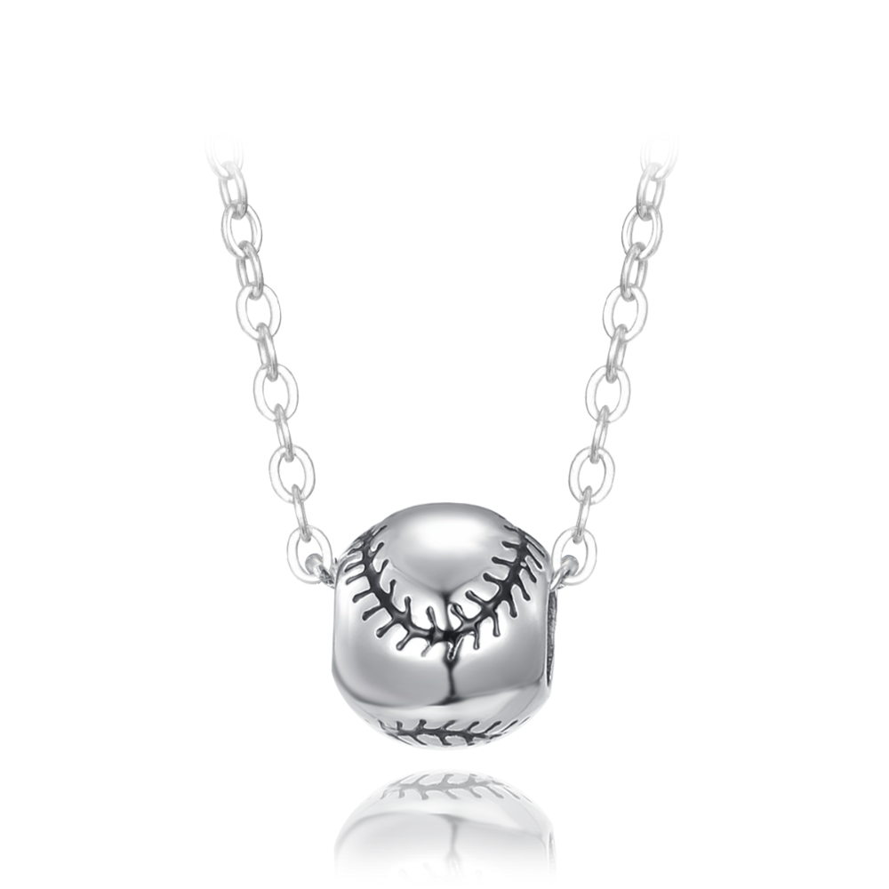 MINET Stříbrný náhrdelník baseballový míč JMAD0018BN38
