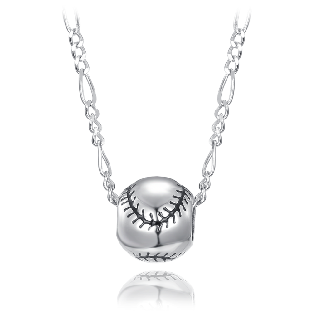 MINET Stříbrný náhrdelník baseballový míč JMAN0410BN50
