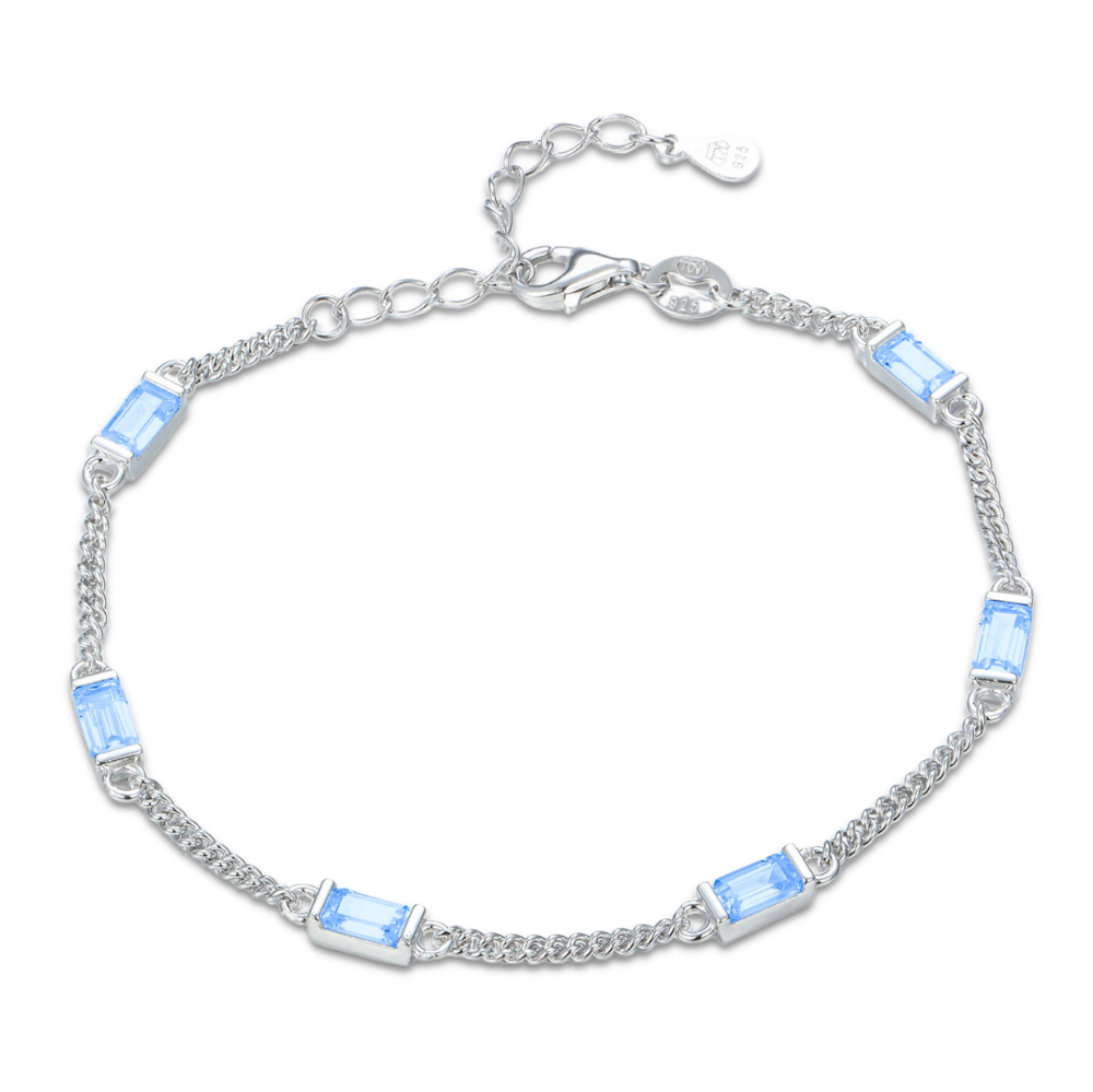 MINET Stříbrný náramek s modrými zirkony JMAS0243AB16