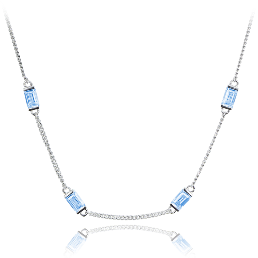 MINET Stříbrný náhrdelník s modrými zirkony Ag 925/1000 10,85g JMAS0243AN42