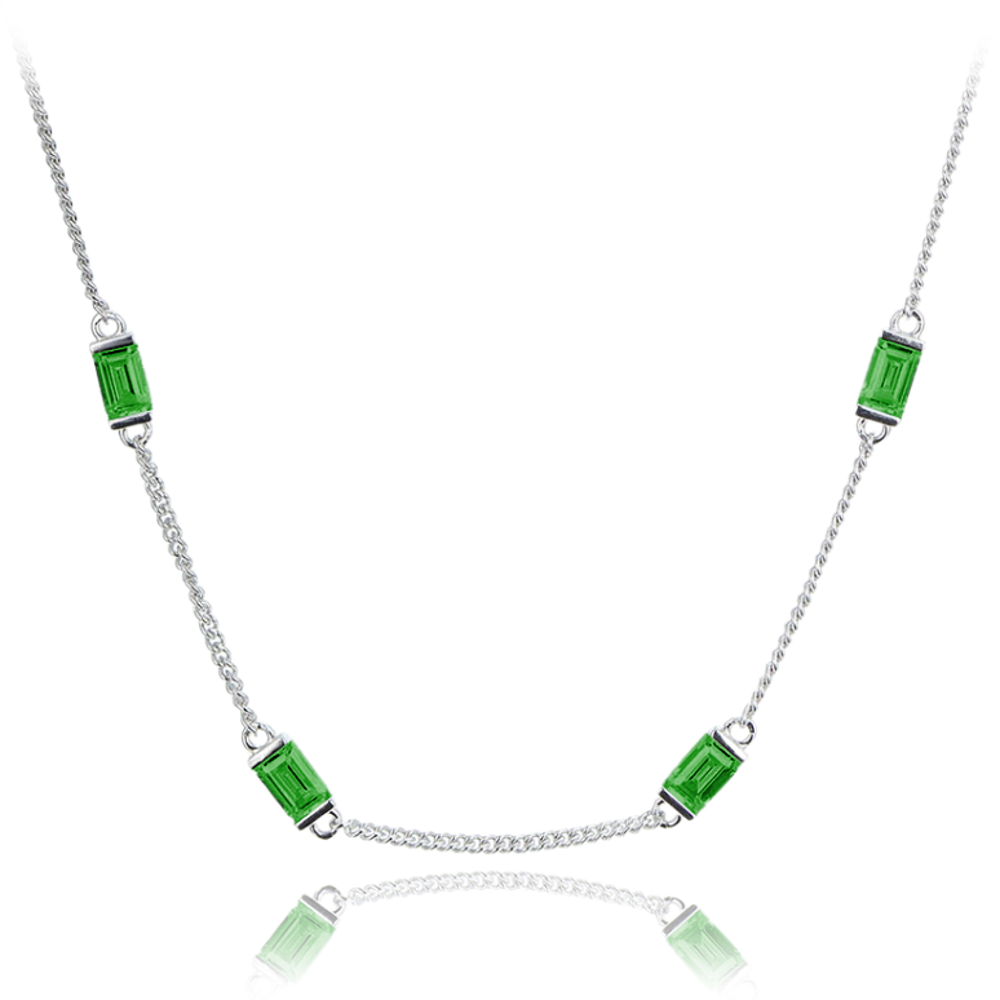 MINET Stříbrný náhrdelník se zelenými zirkony Ag 925/1000 10,05g JMAS0243GN42