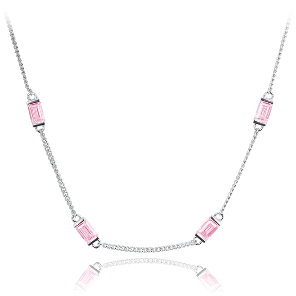MINET Stříbrný náhrdelník s růžovými zirkony Ag 925/1000 10,75g JMAS0243PN42