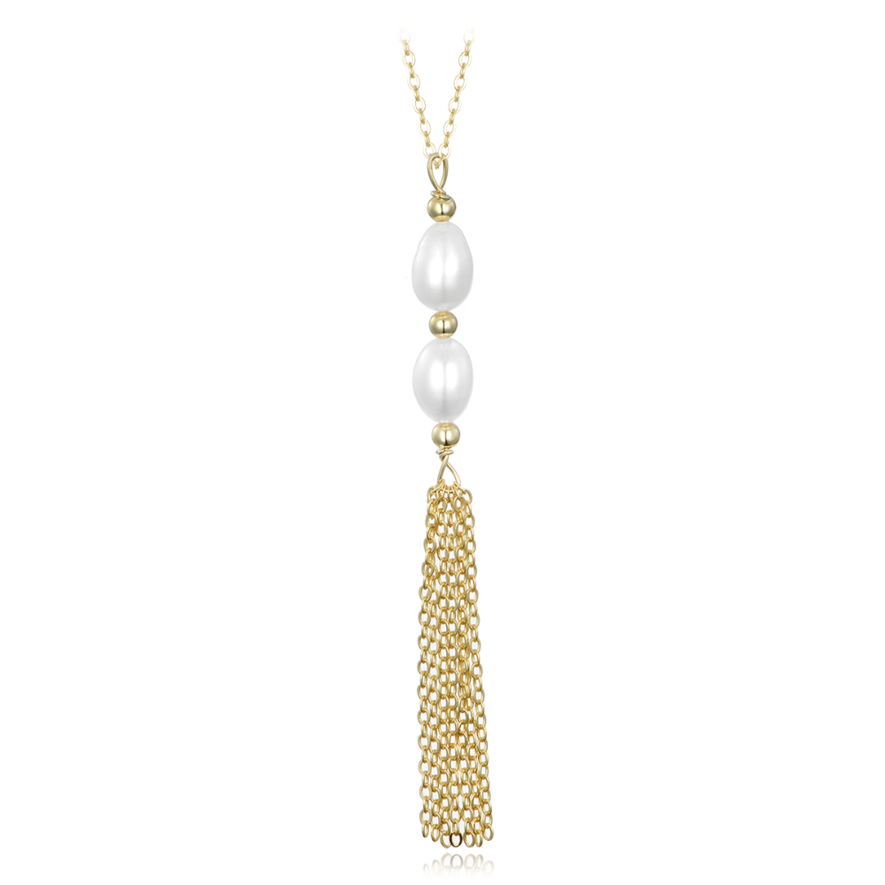 MINET Pozlacený stříbrný náhrdelník s přírodními perlami JMAS7051GN45