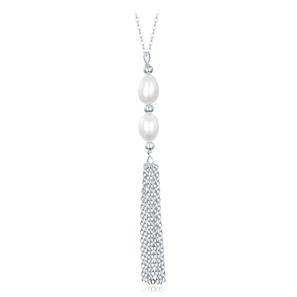 MINET Stříbrný náhrdelník s přírodními perlami JMAS7051SN45