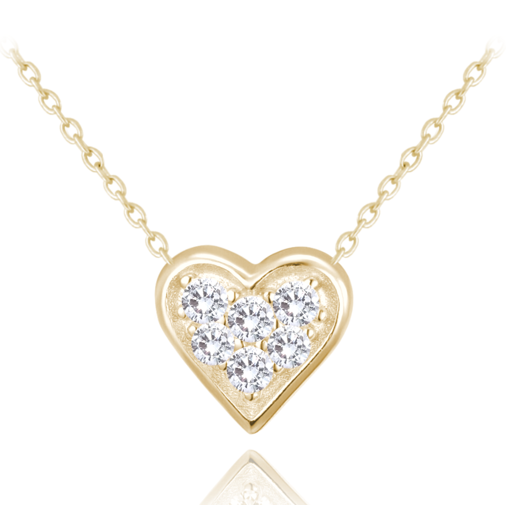 MINET Pozlacený stříbrný náhrdelník se srdíčkem s bílými zirkony JMAN0479GN45