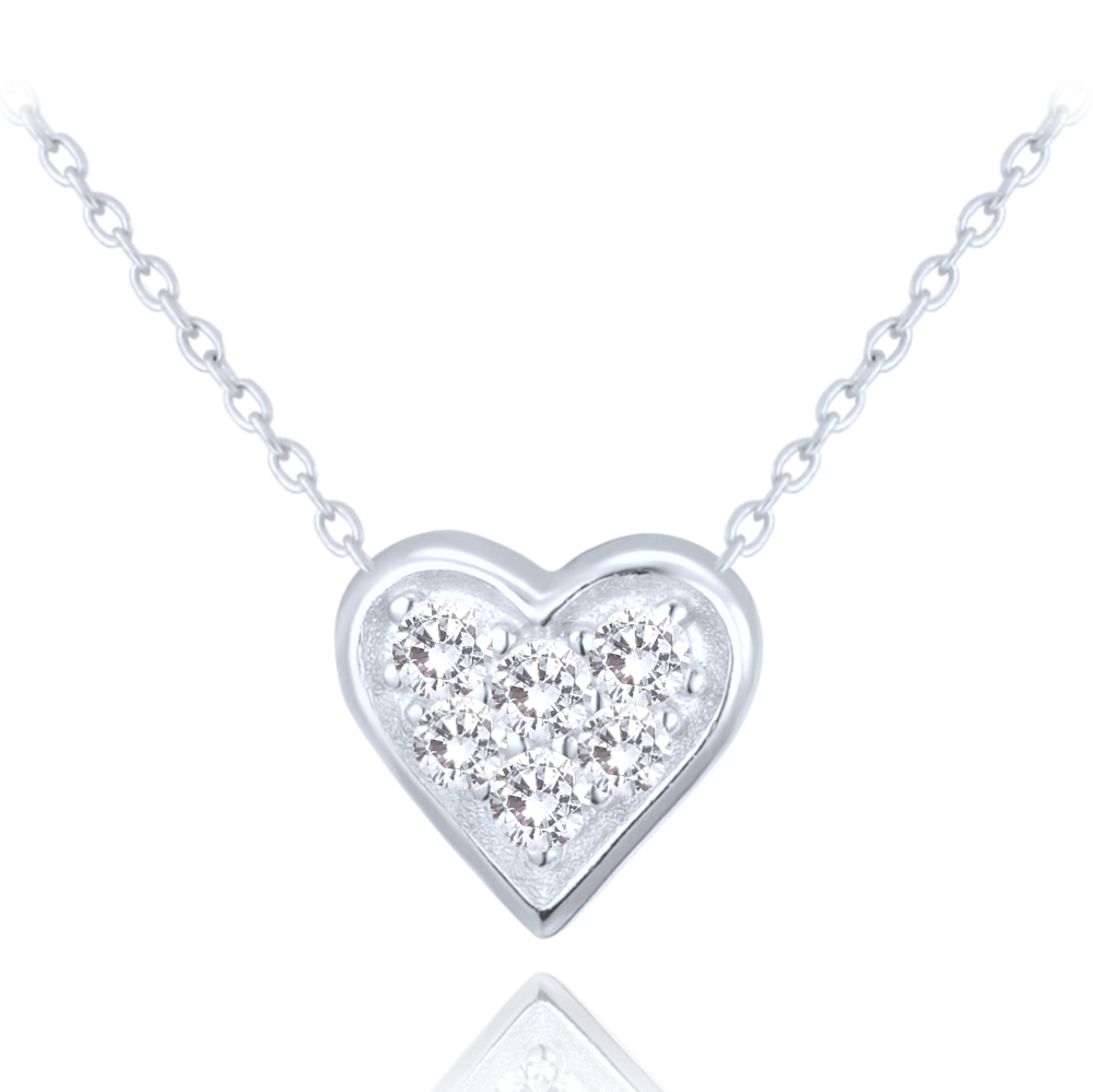 MINET Stříbrný náhrdelník srdce s bílými zirkony JMAN0479SN45