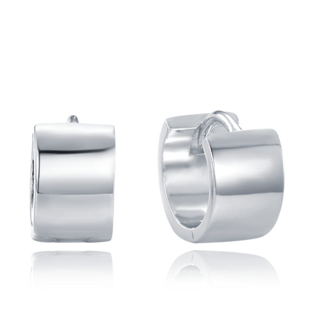 MINET Minimalistické stříbrné náušnice silné kroužky JMAN0542SE00