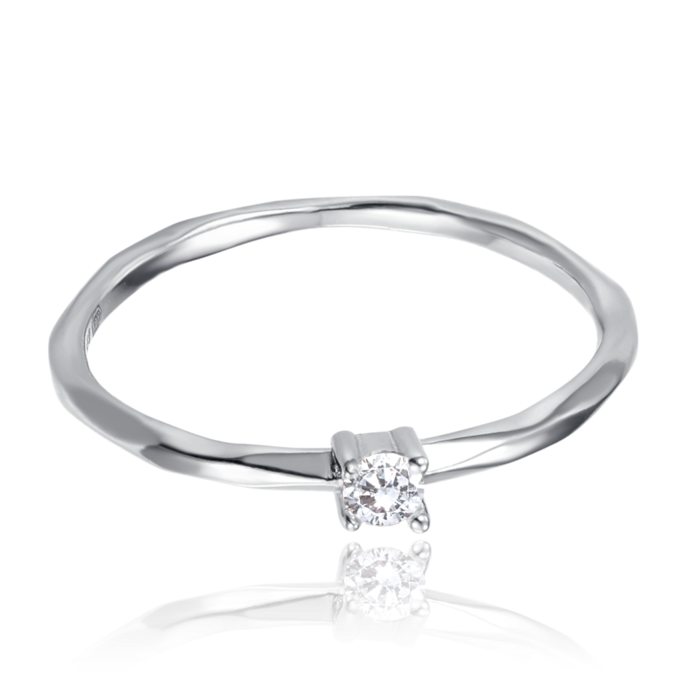 MINET Snubní stříbrný prsten s bílým zirkonem vel. 49 JMAN0545SR49